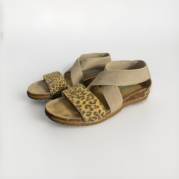 Wedge Bionatura Sandals In Brown Suede Leather And Animal Print Shoes Size 5 - Picture 2 of 8